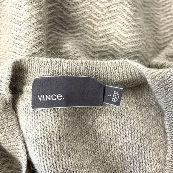 Vince Alpaca Wool V-Neck Herringbone‎ Mens Sweater L